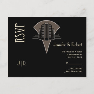 Carte postale noire et en bronze de la tour RSVP