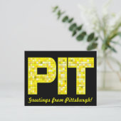 Carte postale noire et or PIT en verre (Debout devant)