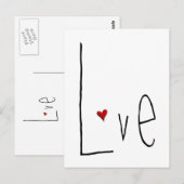 Carte postale noire Love Heart (Devant / Derrière)