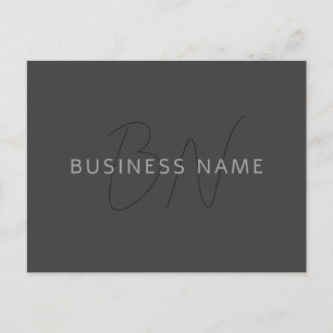 Carte Postale Nom au look cool & monogramme Gris foncé