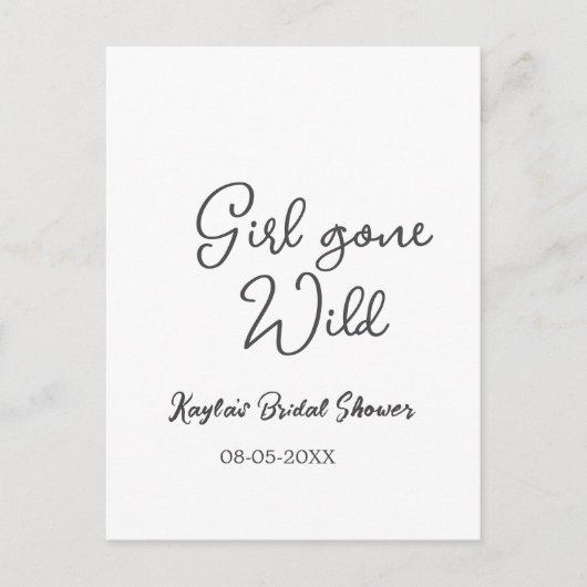 Carte Postale Nom date de fête de mariage girl gone wild simple  (Devant)