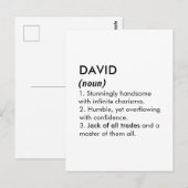 Carte Postale Nom David, Nom modifiable, Nom personnalisé (Devant / Derrière)