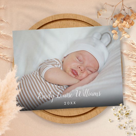 Carte Postale Nom de bébé Photo Date Annonce simple