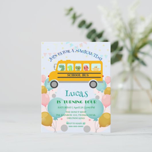 Carte Postale Nom de bricolage de fête d'anniversaire de bus sco (Debout devant)