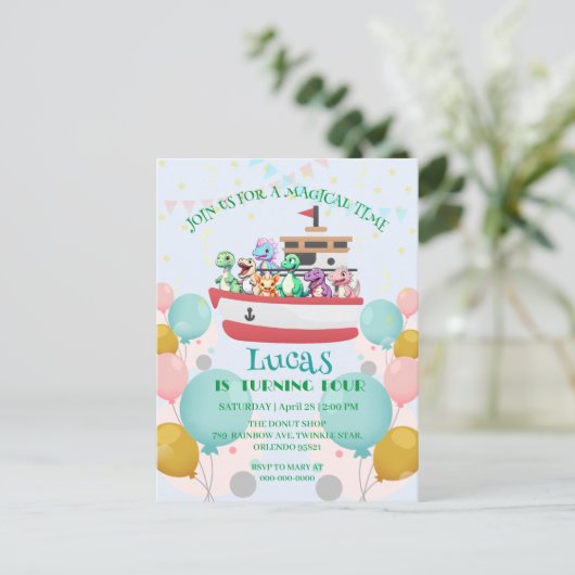 Carte Postale Nom de bricolage de fête d'anniversaire de yacht d (Debout devant)