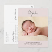 Carte Postale Nom de calligraphie Faire-part de naissance rose 1 (Devant / Derrière)