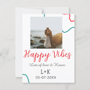 Carte Postale Nom de couple de vacances ambiance heureuse date d