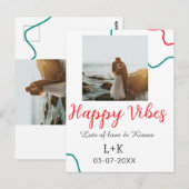 Carte Postale Nom de couple de vacances Happy Vibes date de mari (Devant / Derrière)