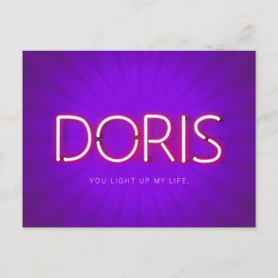Carte Postale Nom de Doris avec néon brillant
