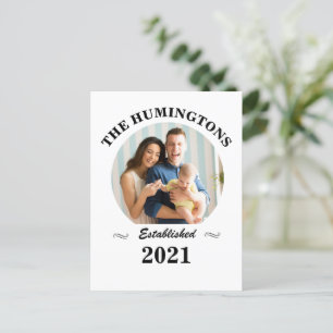 Carte Postale Nom de famille personnalisé, photo et année de cré