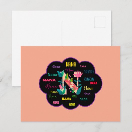 Carte Postale Nom de fleur floral Nana Initiale (Devant / Derrière)