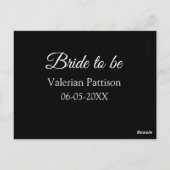 Carte Postale Nom de la future mariée date noir blanc shower de (Dos)