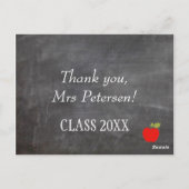 Carte Postale Nom de l'enseignant merci typographie blanche tabl (Dos)