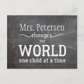 Carte Postale Nom de l'enseignant merci typographie blanche tabl (Devant)