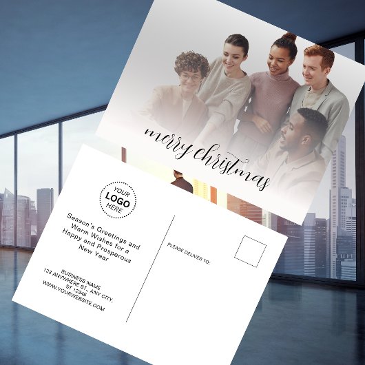 Carte Postale Nom de l'entreprise Logo et photo Joyeux Noël
