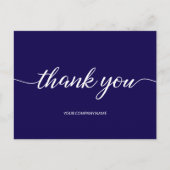 Carte Postale Nom de l'entreprise simple bleu et blanc Script (Devant)