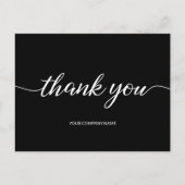 Carte Postale Nom de l'entreprise simple noir et blanc Script (Devant)