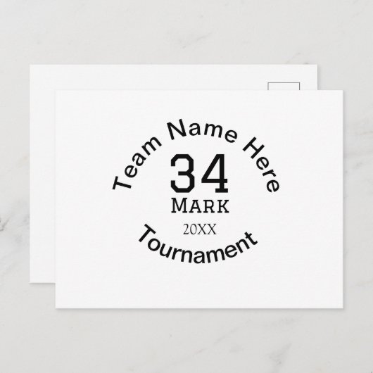 Carte Postale Nom de l'équipe ici ajouter nom tournoi année text (Devant / Derrière)