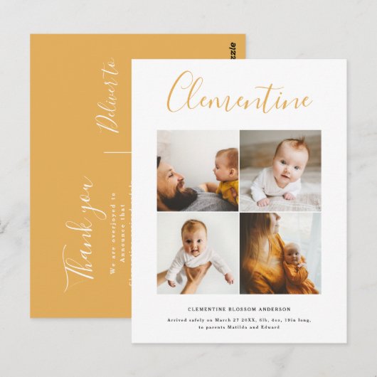 Carte Postale Nom de script moderne multi photo polka point (Devant / Derrière)