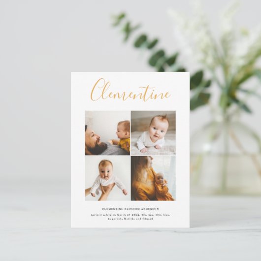 Carte Postale Nom de script moderne multi photo polka point (Debout devant)