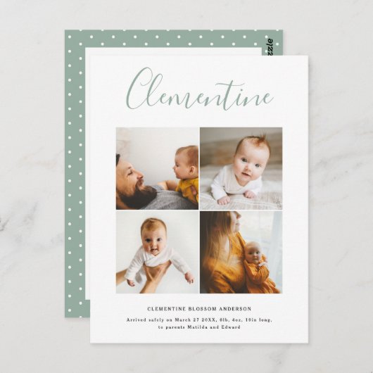 Carte Postale Nom de script moderne multi photo polka point (Devant / Derrière)