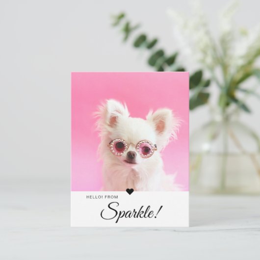 Carte Postale Nom de script photo moderne tendance QR Code (Debout devant)