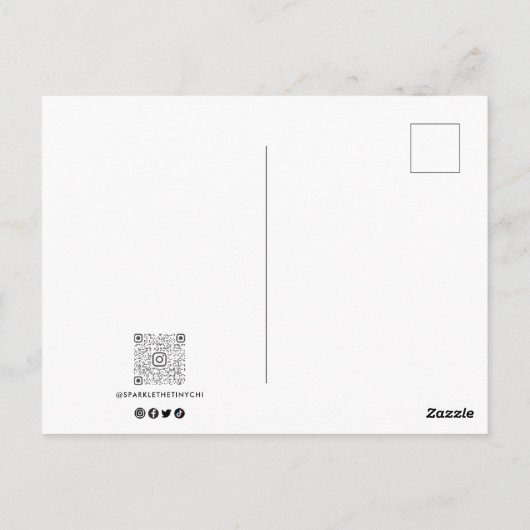 Carte Postale Nom de script photo moderne tendance QR Code (Dos)