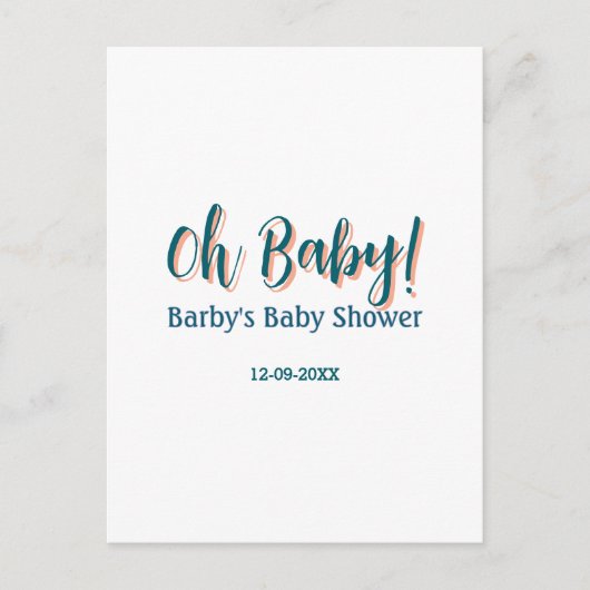 Carte Postale Nom de shower bébé simple bleu gras oh bébé bébé  (Devant)