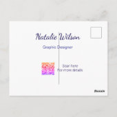 Carte Postale nom du graphiste scannez les détails du code QR pr (Dos)