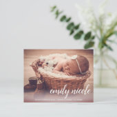 Carte Postale Nom du script Baby Girl Photo Faire-part de naissa (Debout devant)