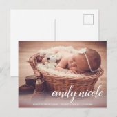 Carte Postale Nom du script Baby Girl Photo Faire-part de naissa (Devant / Derrière)