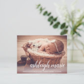 Carte Postale Nom du script Baby Girl Photo Faire-part de naissa (Debout devant)