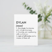 Carte Postale Nom Dylan, Nom modifiable, Nom personnalisé (Debout devant)