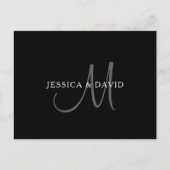 Carte Postale Nom élégant Monogramme | Noir Blanc & Gris (Devant)
