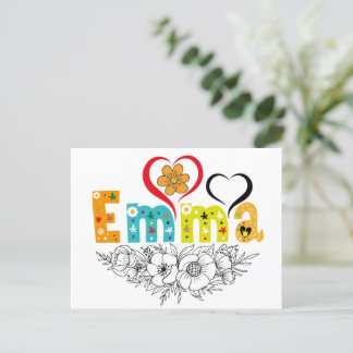 Carte Postale Nom Emma Personnalisé pour la femme nommée Emma