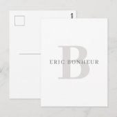 Carte Postale Nom et monogramme modernes élégants (Devant / Derrière)