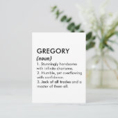 Carte Postale Nom Gregory, Nom modifiable, Nom personnalisé (Debout devant)