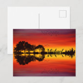 Carte Postale Nom guitariste orange moderne Aquarelle (Devant / Derrière)