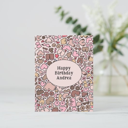 Carte Postale Nom humour neutre motif poitrine (Debout devant)