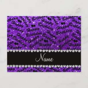 Carte Postale Nom indigo violet parties scintillant heureux ball