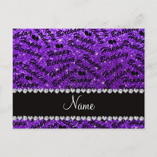 Carte Postale Nom indigo violet parties scintillant heureux ball (Devant)