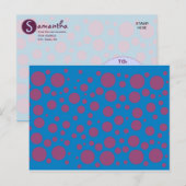 Carte Postale Nom Initial Bleu Violet Points Mois Cercles  (Devant / Derrière)