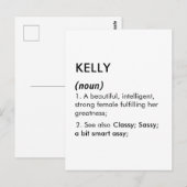 Carte Postale Nom Kelly, Nom modifiable, Nom personnalisé (Devant / Derrière)