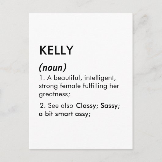 Carte Postale Nom Kelly, Nom modifiable, Nom personnalisé (Devant)