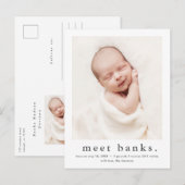 Carte Postale Nom moderne Baby Photo Faire-part de naissance (Devant / Derrière)