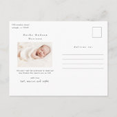 Carte Postale Nom moderne Baby Photo Faire-part de naissance (Dos)