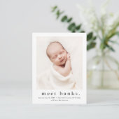 Carte Postale Nom moderne Baby Photo Faire-part de naissance (Debout devant)