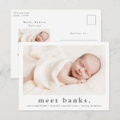 Carte Postale Nom moderne Baby Photo Faire-part de naissance (Devant / Derrière)