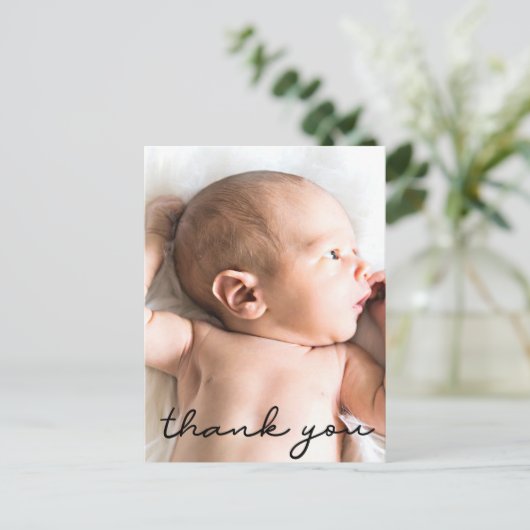 Carte Postale Nom moderne Vertical bébé Photo Merci de naissance (Debout devant)