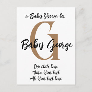 Carte Postale nom monogramme de Baby shower personnalisé invitat